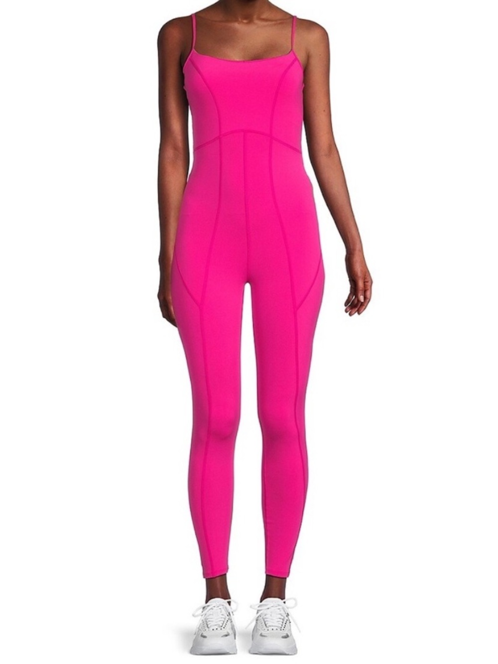 L Space Go The Distance Jumpsuit Hot Pink Stretch One Piece Size Large